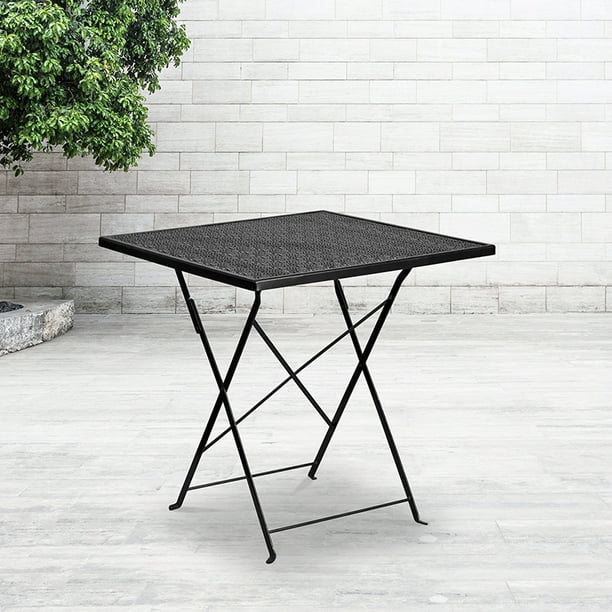 Commercial Grade 28" Square Black IndoorOutdoor Steel Folding Patio