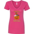 thumbnail image 3 of Inktastic Happy Halloween Kittens in Pumpkin Women's V-Neck T-Shirt, 3 of 5