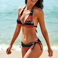 thumbnail image 6 of Musical Notes Red And Black Background Women's Bikini V Neck Swimsuit Set 2 Piece Over Size Bathing Suit Side Triangle Bathing Suit, 6 of 9