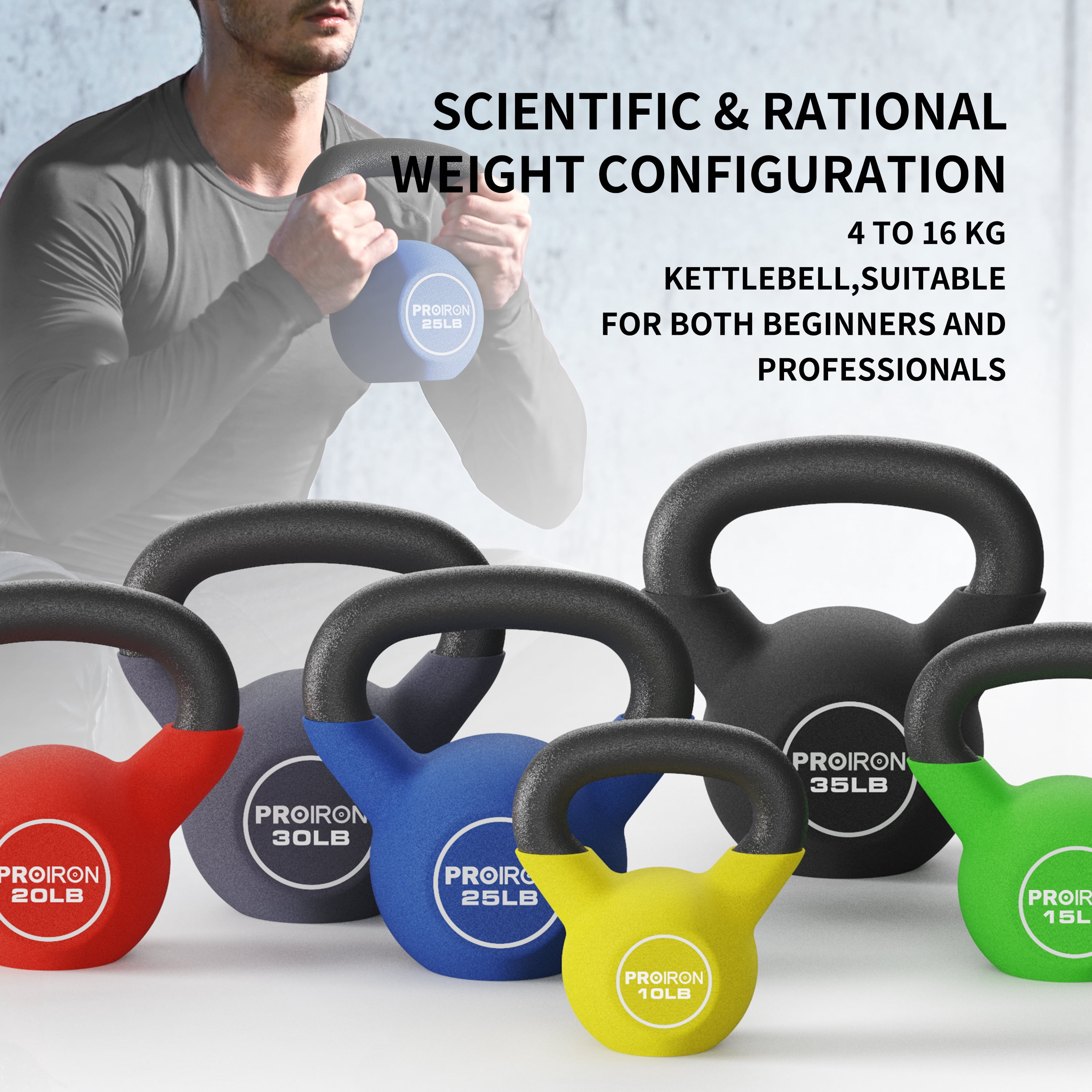 PROIRON Neoprene Coated Kettlebell 25Lb, Single