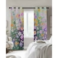 thumbnail image 3 of Teal Spring Floral Blackout Curtains 45 Inches Long for Bedroom, Modern Oil Painted Daisy Botanical Thermal Insulated Room Darkening Black Out Window Curtain Panels Grommet Drapes for Living Room, 3 of 8