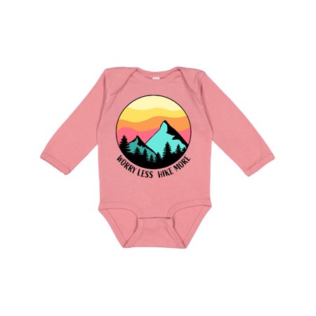 

Inktastic Worry Less Hike More Mountains at Sunset Gift Baby Boy or Baby Girl Long Sleeve Bodysuit