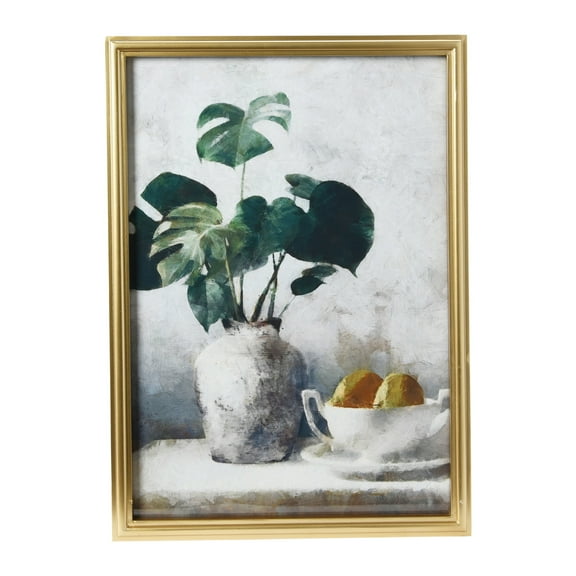 Creative Co-Op Vintage Reproduction Still Life Print with Solid Wood Frame