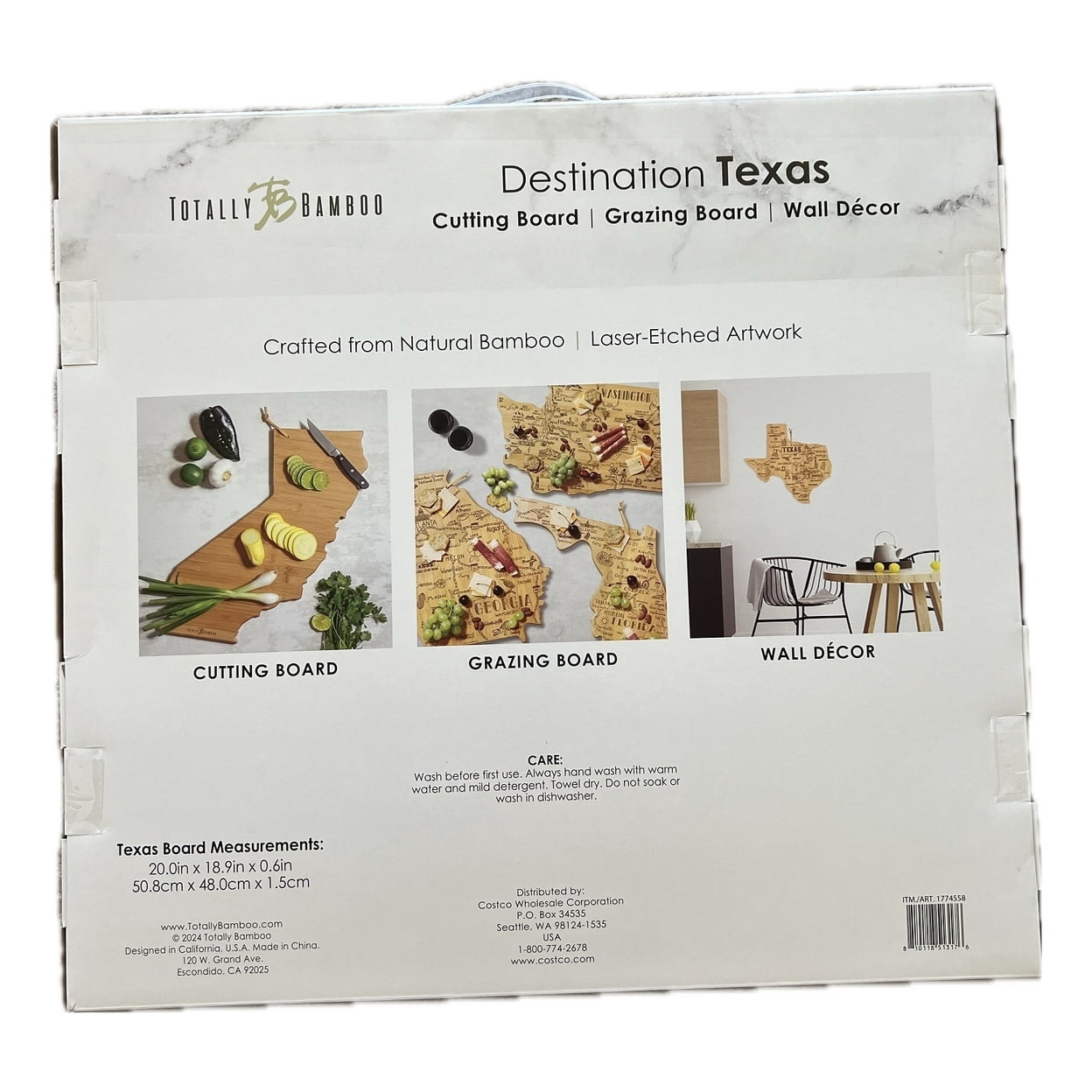 Totally Bamboo Destination Texas Cutting Board, 20" x 18.9"