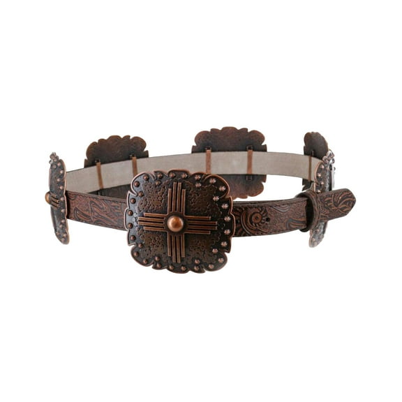 Angel Ranch Women's Scalloped Concho Leather Belt Brown X-Large