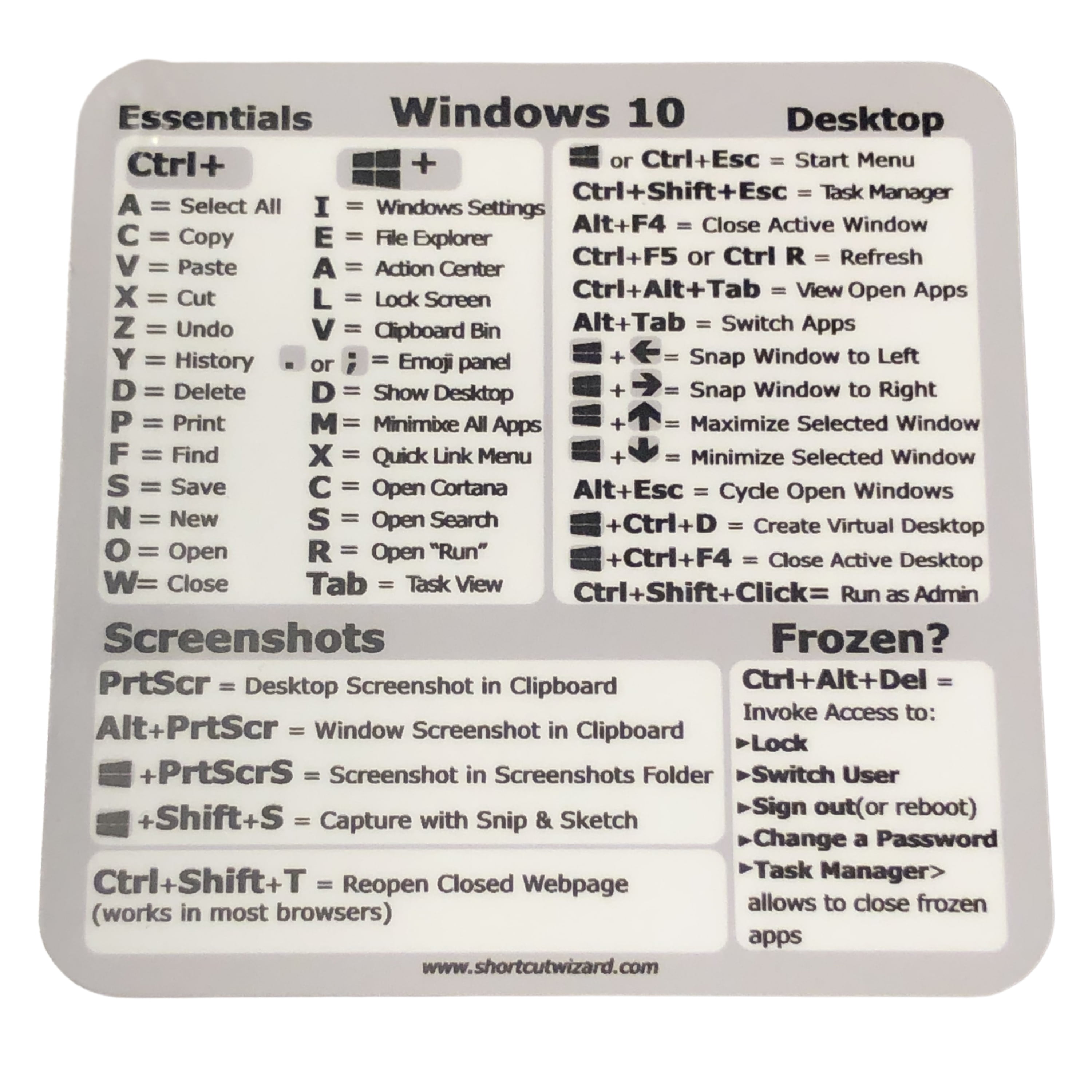 Windows 10 Reference Keyboard Shortcut Sticker Vinyl 3
