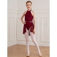thumbnail image 2 of Yartina Kids Girls Mock-Neck Ballet Lyrical Dance Dress Gymnastics Modern Contemporary Costume Burgundy 14, 2 of 7