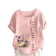 thumbnail image 2 of Xuyuer Women Tops Causal Summer Short Sleeve Oversized T Shirts Loose Blouses Fashion Round-Neck Comfy Women Tunic Tee Shirts Tops Loose Fit Regular Blouse, 2 of 5
