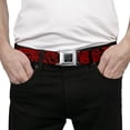 thumbnail image 3 of Buckle-Down Belt, Seatbelt Buckle Belt, Bandana Skulls Black Red, 30 to 44 Inches, 3 of 9