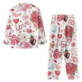 thumbnail image 2 of Renewold Fashion Soft Button Pajama for Valentine's Day Gifts Roses Hearts Women Sleep Jogger Nightwear Clothing Size 3XL 2 Packs Warmth Pjs Sweatsuit Sweatpants Set with Pockets, 2 of 6