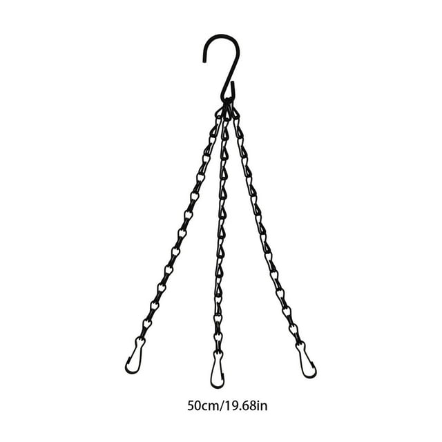 maskred White Hanging Chain Set With Rattan For Metal Hanging Basket Durable Wide Application Replacement Chain 3 Leg Hanger black Chain 50cm 1Set