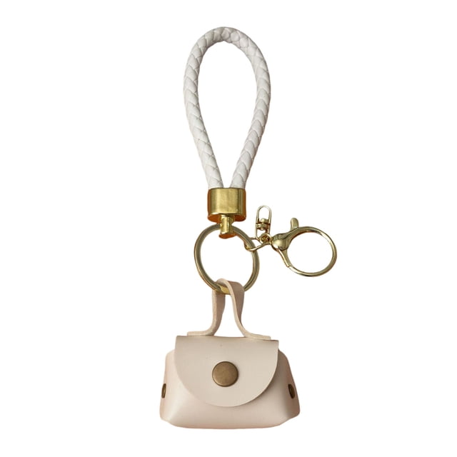 Hioecau Mini Dumpling Coin Purse Keychain with Security Snap Detachable Wrist Strap Faux Leather Waterproof Compact Bag Key Holder