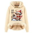 thumbnail image 2 of Womens Christmas Sweatshirt Christmas Cute Deer Print Women'S Fall Winter Velvet Thickened Warm Cardigan Hooded Hoody Hoodies for Women Beige L, 2 of 5