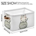 thumbnail image 4 of Yayeee Canvas Storage Basket with Handles for Shelves Fabric Bins Closet Organizer, Green Cute Cat, 4 of 8