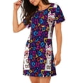 thumbnail image 2 of Lsque Llama Alpaca Pattern Nightgowns for Women Sleep Shirts Short Sleeve Nightshirt Pullover Nightdress Soft Sleepwear Relaxed Fit Nightdress, 2 of 6