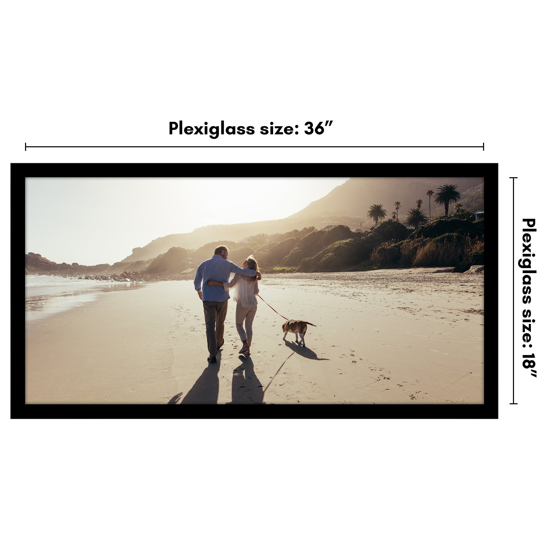 Americanflat 18x36 Picture Frame with Polished Plexiglass Wide Photo Frames Made Vertical Horizontal - Black