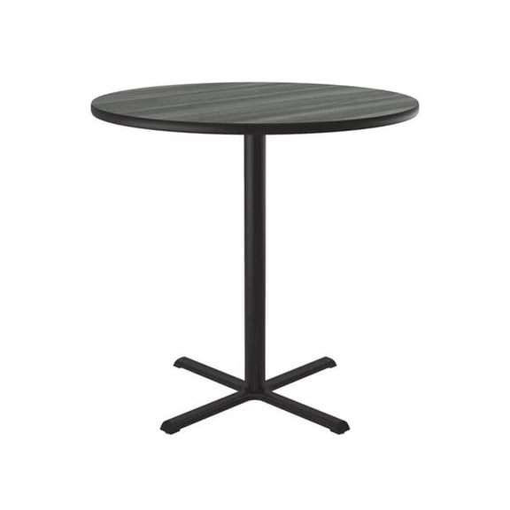 Correll SXB36R-52-98-52 36 in. X-Base High Pressure Laminate Cafe & Breakroom Table with Stamped Steel Base - England Driftwood - Round