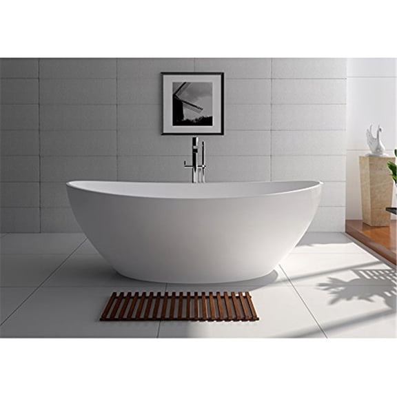 Legion WJ8643-W 21.7 x 31.5 x 63 in. White Matt Solid Surface Tub - No Faucet