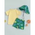 thumbnail image 5 of Nygoyerh Toddler Boys Rash Guard Set Swimsuit Suit Short Sleeve Tops + Turtle Print Swim Trunks + Swim Cap 3PCS Bathing Suit Infant Clothing 0M 3M 6M 9M 12M 18M 2T 3T, 5 of 7