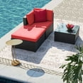 thumbnail image 5 of Devoko Outdoor Sectional Sofa PE Rattan Patio Furniture Sets with Cushions and Table,Red, 5 of 9