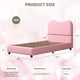 thumbnail image 2 of Tamaño individual-size rosa niños' cama plataforma forrado cabecero, low profile, sturdy, soft bouclé fabric, suitable girls y boys, heavy-duty madera slats, noise-free, no box spring required, 2 of 8