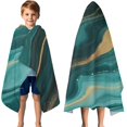 thumbnail image 3 of Teal Gold Marble Pattern Hooded Bath Towel，50"x30" for Ages 3 To 12 Kids, Quick Dry Lightweight Soft Microfiber Hood Beach Towel Cover Up for Kids, 3 of 7