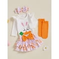 thumbnail image 5 of BemeyourBBs Newborn Baby Girl Easter Outfits Easter Bunny Long Sleeve Romper Rabbit Ruffle Skort Shorts Skirt Headband Socks Set Spring Summer Clothes, 5 of 9