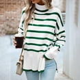 thumbnail image 5 of Quinlirra Turtleneck Sweater Women Plus Women's Casual Long Sleeve Turtleneck Sweater Side Slit Knitted Stripe Loose Blouse, 5 of 5