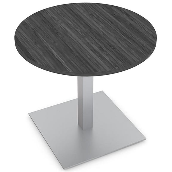 3 Person Round Conference Table Square Brushed Aluminum Base 34" Asian Night