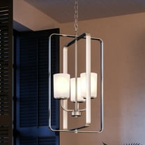 Luxury Modern Chandelier, 25.625H x 16W, with Modern Farmhouse Style, Brushed Nickel, UHP4102 by Urban Ambiance