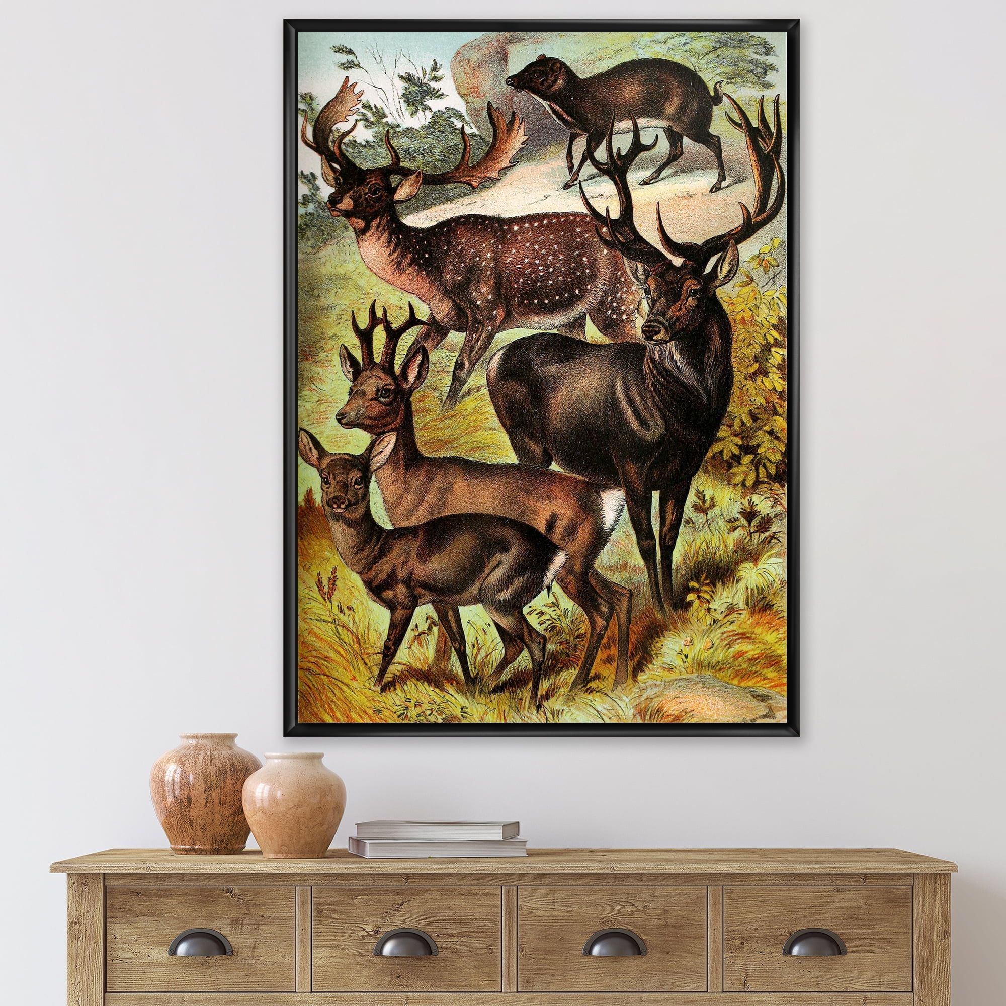 Designart 'Old-world Mammals I' Farmhouse Framed Canvas Wall Art Print