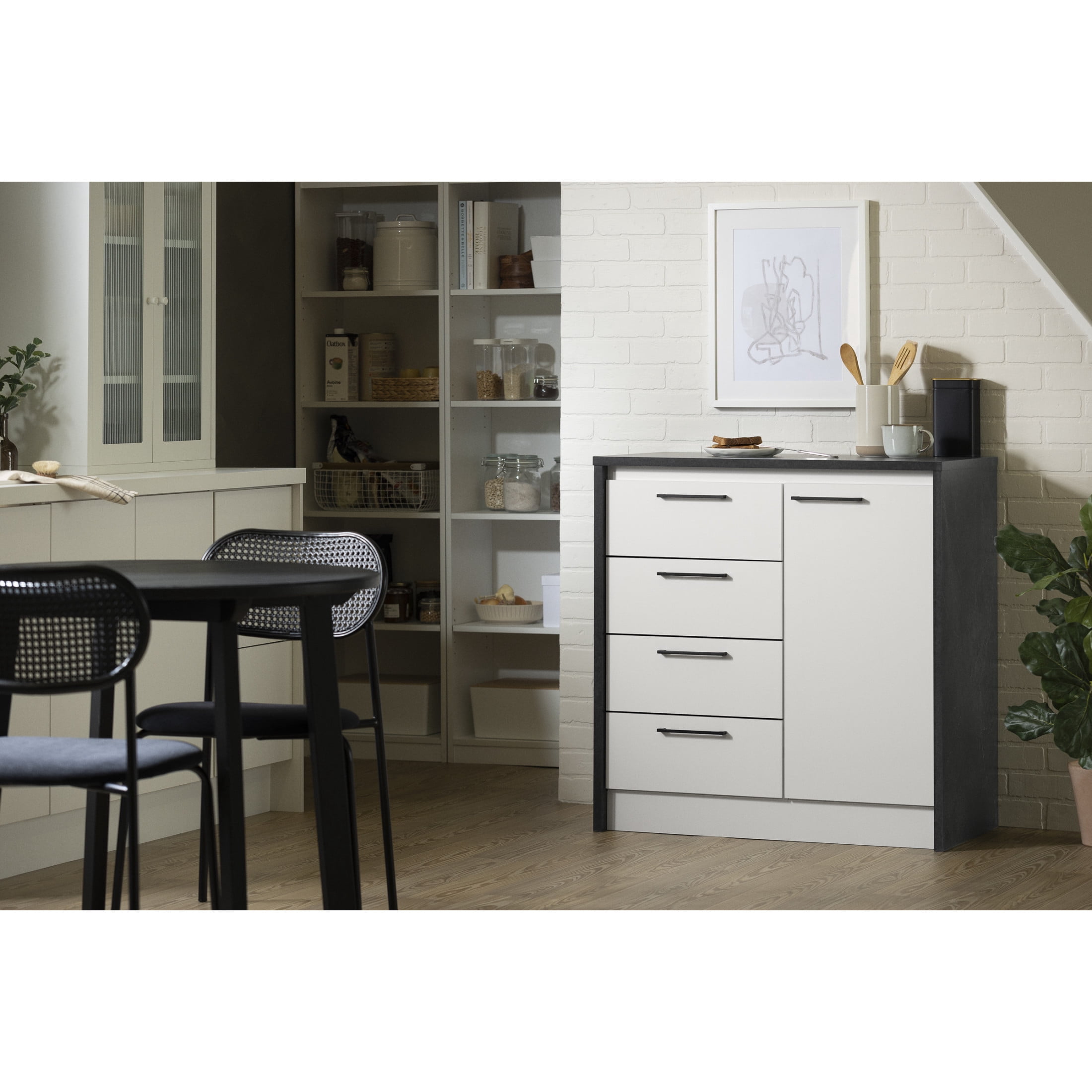South Shore Myro, Contemporary Kitchen Island, Small Black