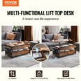 thumbnail image 2 of VEVOR Lift Top Adjustable Coffee Table with Light & USB, Brown, 2 of 9