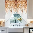 thumbnail image 4 of Swag Curtains Valances for Windows, Orange Fall Eucalyptus Short Kitchen Window Curtains Over Sink, Rustic Watercolor Leaves Floral Cafe Curtains Panel Set Of 2,Rod Pocket, 45 Inches Length, 4 of 8