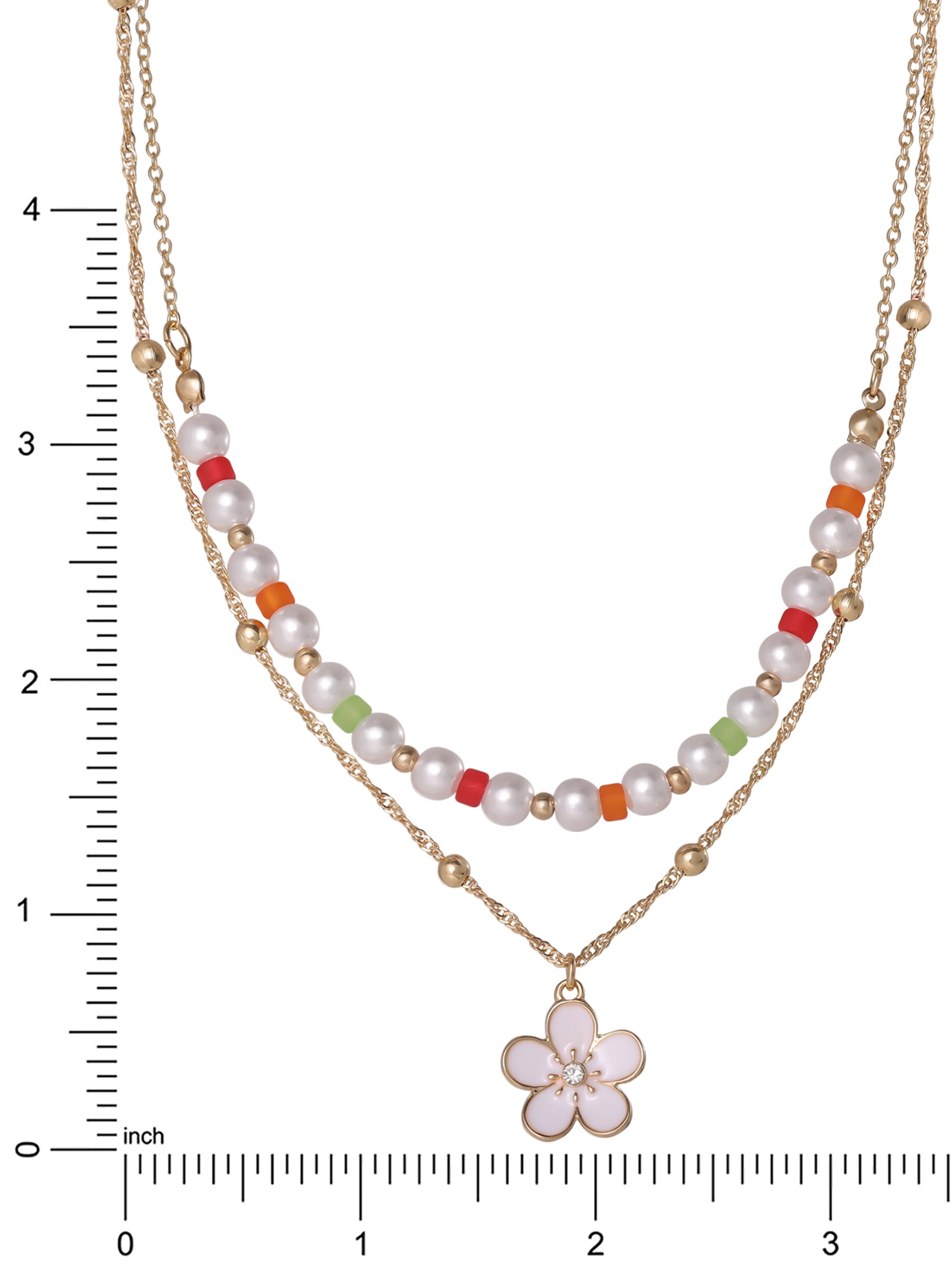Celebrity Pink Women's Layered Flower Charm Necklace with Adjustable Chain