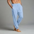 thumbnail image 4 of Dwelliawo Men's Pajama Pants Casual Elastic Waist Pajama Pants with Pockets Soft Sleepwear Loungewear Pant Separate Bottoms Jogger Pants Sky Blue XL, 4 of 4