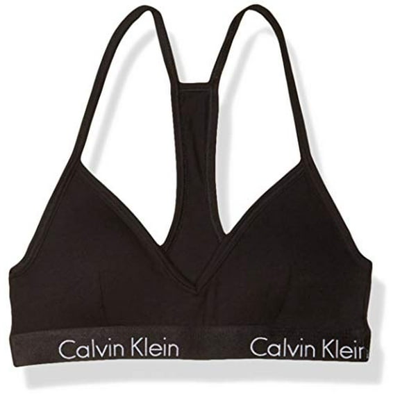 Calvin Klein Women's Motive Cotton Lightly Lined Bralette, Black, M