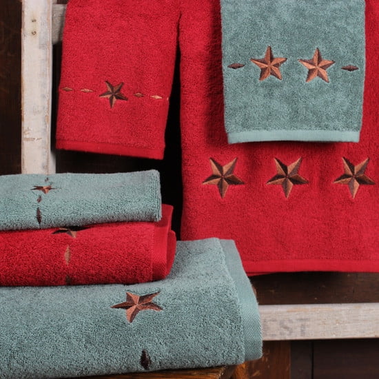 HiEnd Accents Embroidered Star 3-PC Western Bath Towel Set, Turquoise