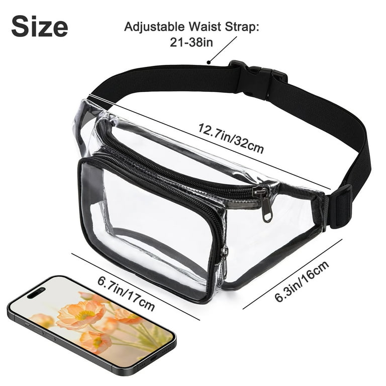  Clear Fanny Pack Belt Bag Stadium Approved for Women Men with  Adjustable Strap Water-resistant Waist bag Clear Purse for Travel Workout  Running Hiking(Black) : Sports & Outdoors