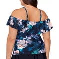thumbnail image 4 of Island Escape Women's Plus La Flor Floral Print Underwire Tankini Top Swimsuit Black Size 22W, 4 of 4