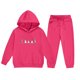 thumbnail image 4 of Conjunto de sudadera con capucha de manga larga para niños con estampado invernal y pantalones deportivos con lazo en las piernas, deportivo informal con forro polar para mayor calidez, conjunto de do, 4 of 5