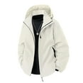 thumbnail image 2 of WTOBBY Men's Solid Color Waterproof Jacket, Casual Outdoor Sports Hiking Coat, Windproof Rainwear for Mountaineering Trekking and Travel,White M, 2 of 4