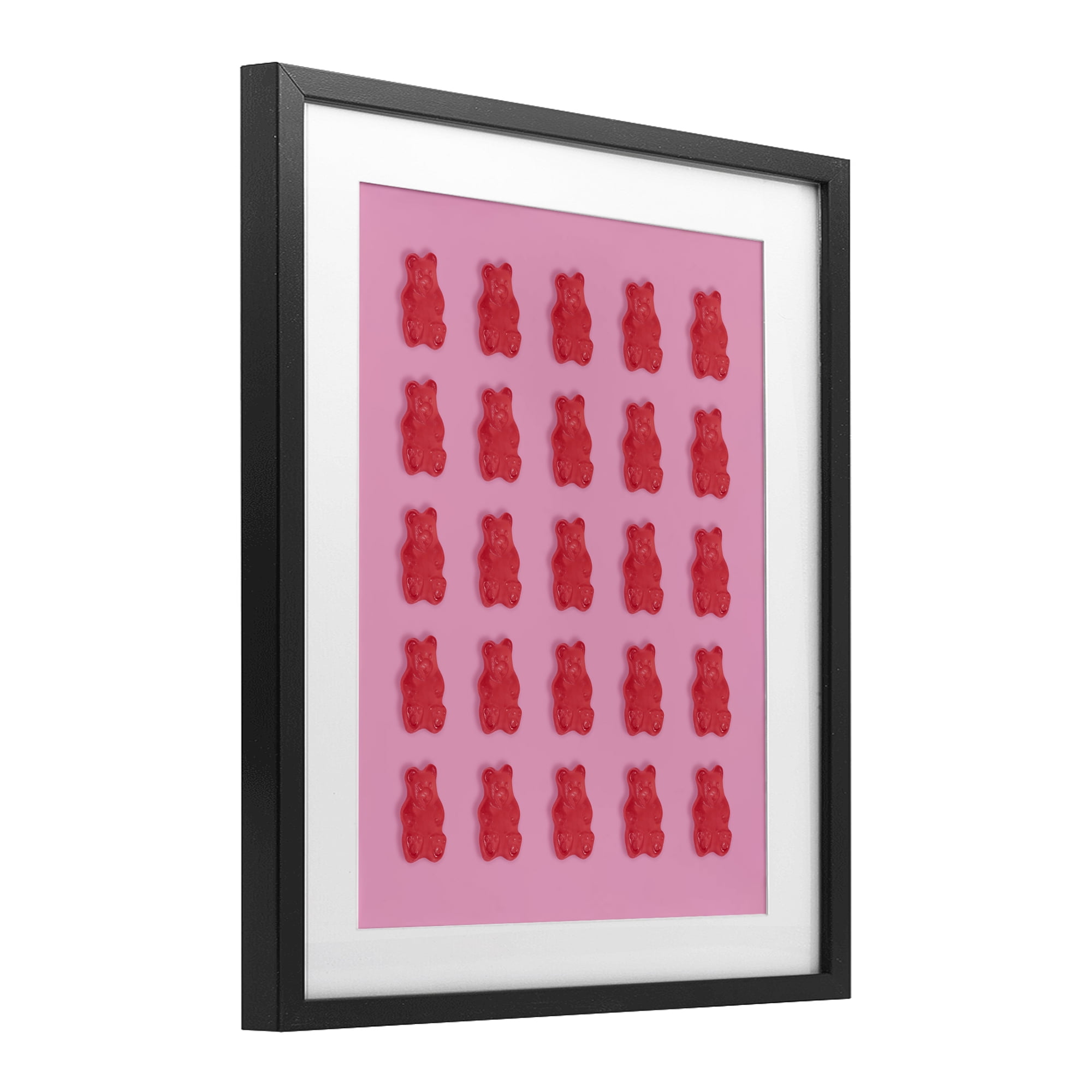 Stupell Industries Red Gummy Bears on Pink Black Framed Print Under Glass, design by LISH Creative