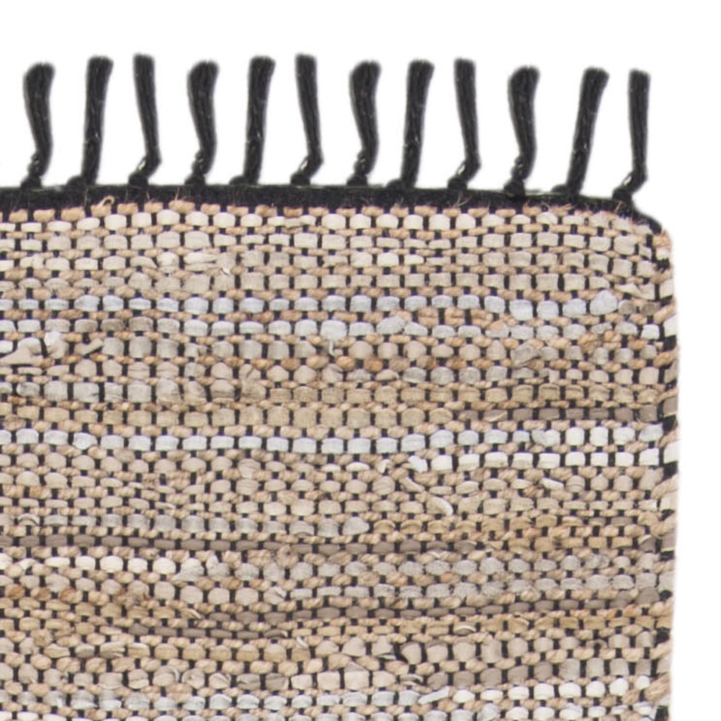 SAFAVIEH Vintage Leather Zharko Solid Braided Fringe Runner Rug, Beige, 2'3" x 9'
