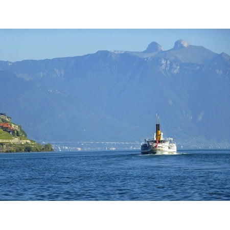 - LAMINATED POSTER Lake Geneva Switzerland Lake Landscape Ferry Water Poster Print 24 x 36