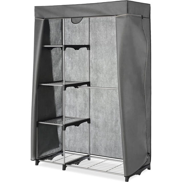 Whitmor Housse Seulement pour Garde-Robe à Double Tringle avec Fermeture Éclair Robuste - Gris