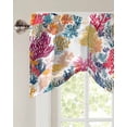 thumbnail image 2 of Tie Up Valance Curtain for Kitchen,Watercolor Coastal Ocean Coral Rod Pocket Short Curtains Adjustable Tie-Up Shade Valances,Colorful Marine Creature Window Treatment for Bathroom Living Room Bedroom, 2 of 8