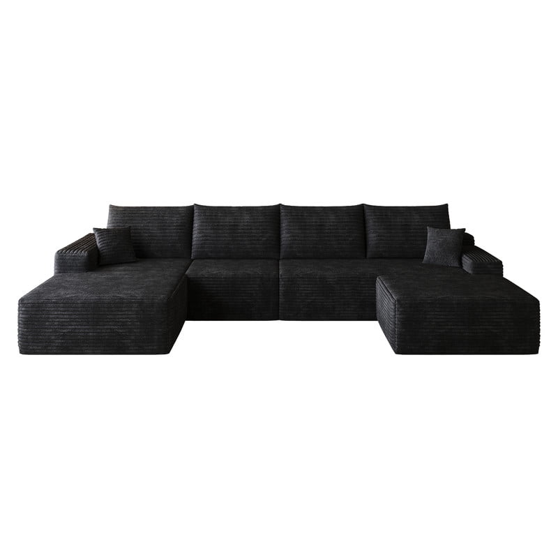 135" Cloud Sectional Sofa with Ottoman, U-Shaped Modular Sofa Couch with Chaise, Modern Minimalist Deep Seat Upholstered Sectional for Living Room, Plush Corduroy Fabric Corner Sofa
