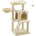 thumbnail image 1 of Cat Tree Small Cat Tower with Widened Perch for Large Cats Indoor Kittens cm MultiLevel Cat Condo Scratching Posts and Ramp Door Cat Cave Cat Basket Light UPCTW, 1 of 9