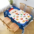 thumbnail image 4 of Mantel rectangular navideño, estampado de copos de nieve, muñeco de nieve y Papá Noel para escritorio, decoración de cocina o boda para vacaciones de invierno, 4 of 5